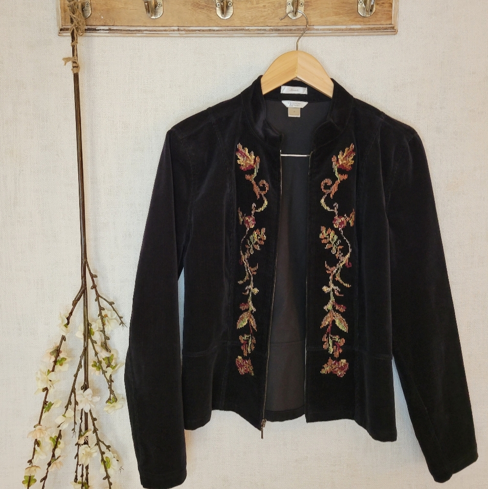 Christopher & Banks Black & Floral Jacket- Size M